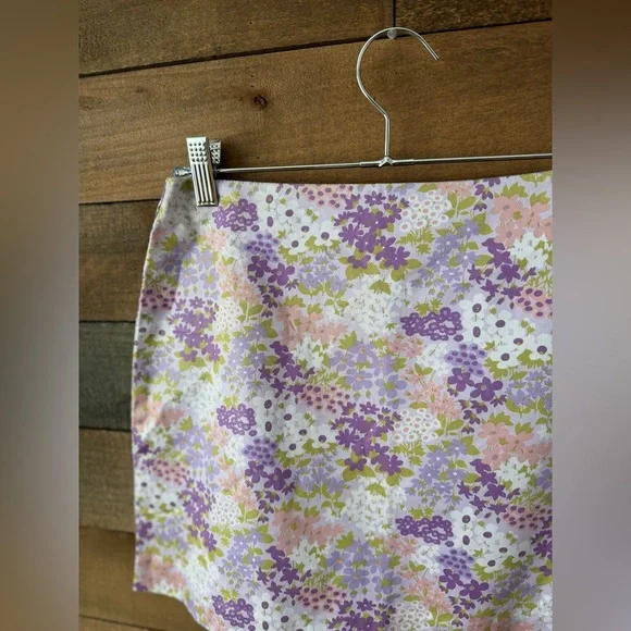 Vintage Y2K Purple Floral Mini Skirt Fairycore Cottagecore Low Rise - Picture 5 of 12